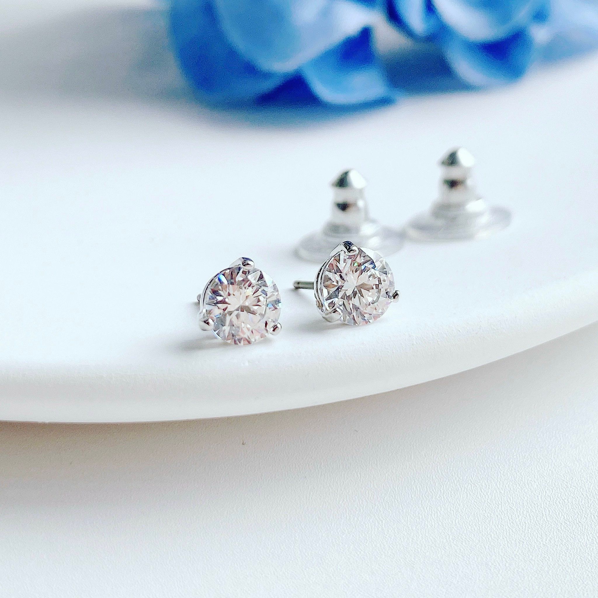 Khuyên nụ tròn Swarovski Solitaire màu trắng - Swarovski Solitaire stud earrings Round cut, White, Rhodium plated