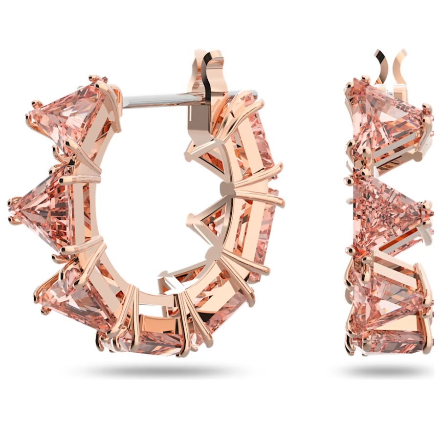 Ortyx hoop earrings Triangle cut, Small, Pink, Rose gold-tone plated