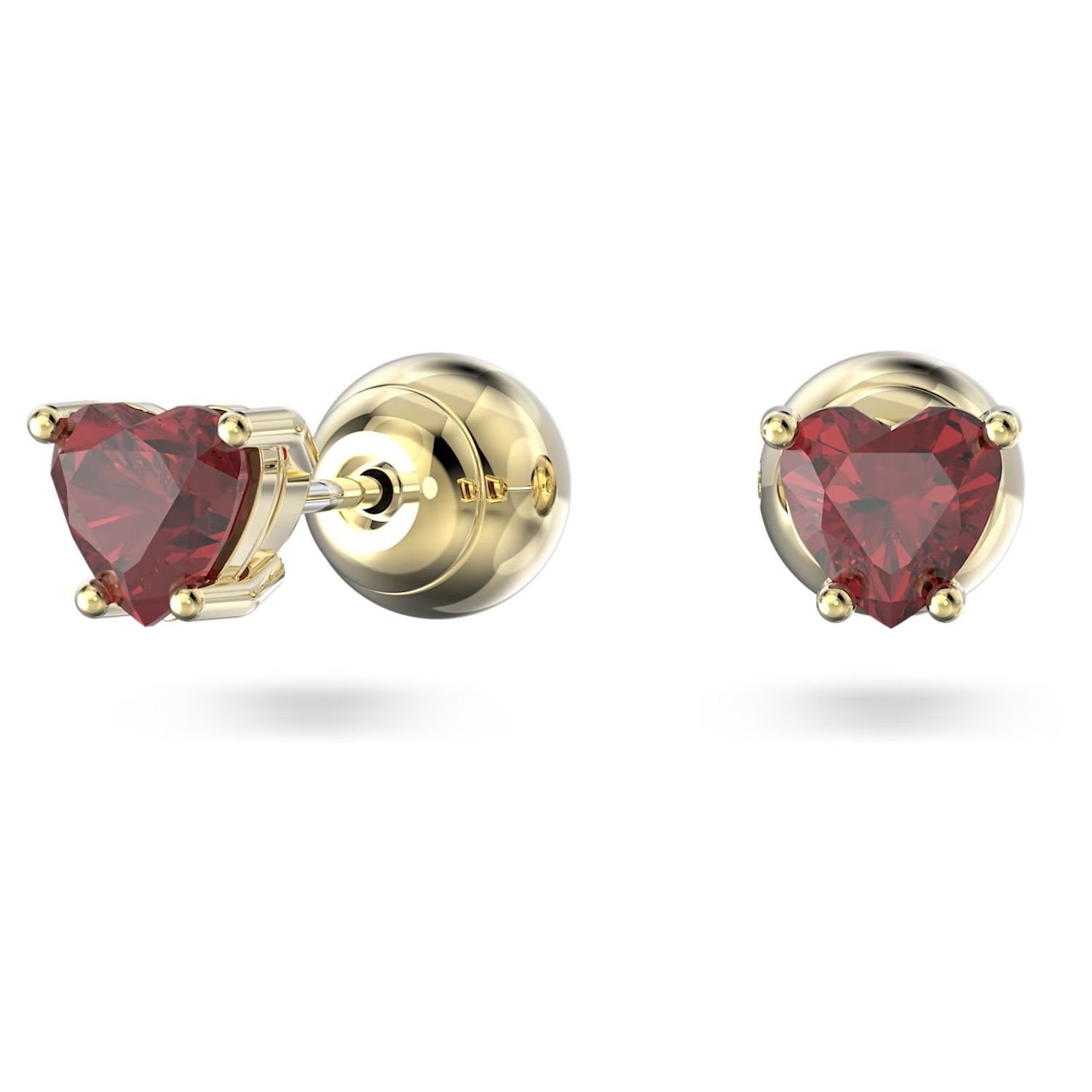 Khuyên Swarovski Stilla tim đỏ - Swarovski Stilla stud earrings Heart, Red, Gold-tone plated