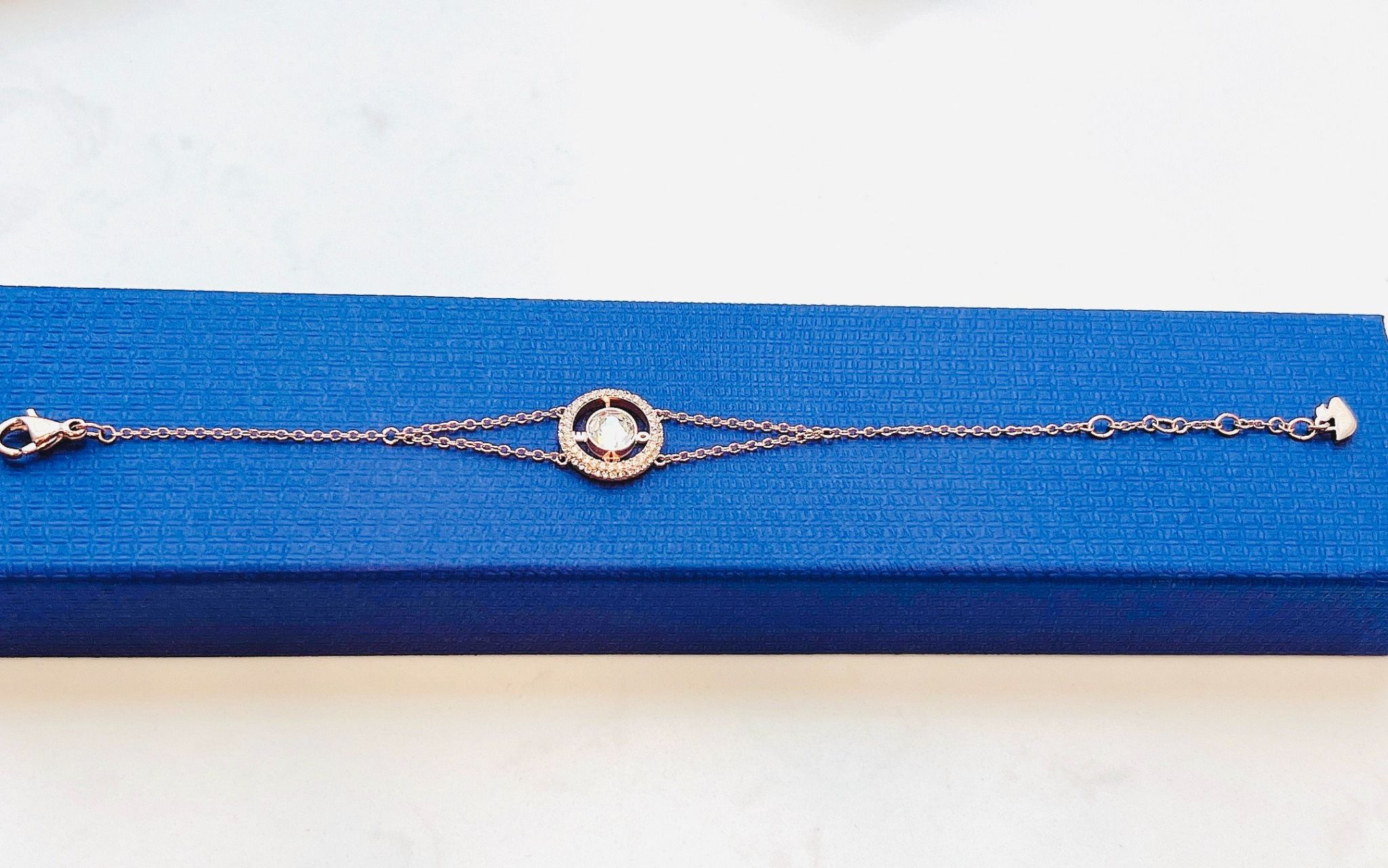 Admiration - Love bracelet Round cut, White, Rose gold-tone plated