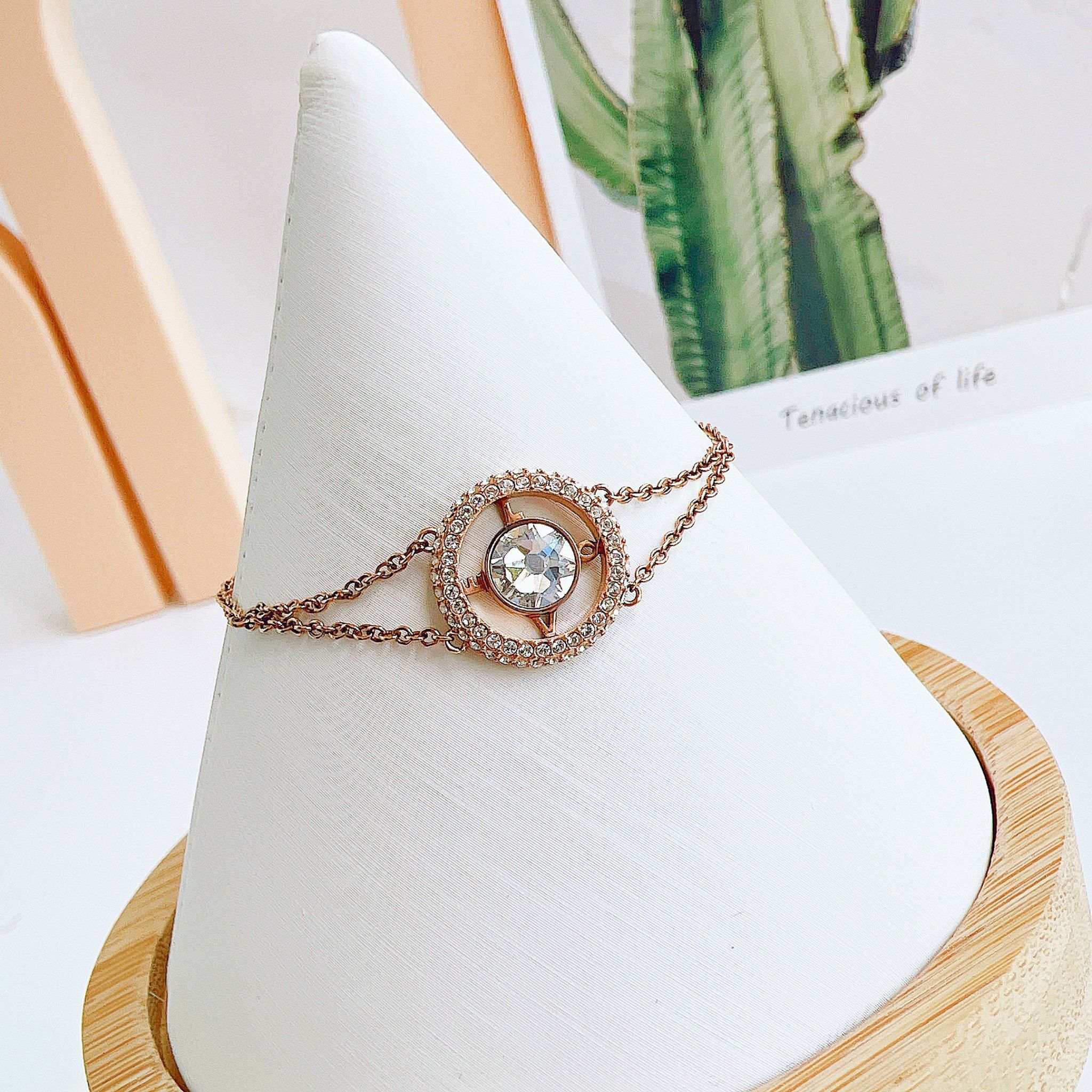 Admiration - Love bracelet Round cut, White, Rose gold-tone plated