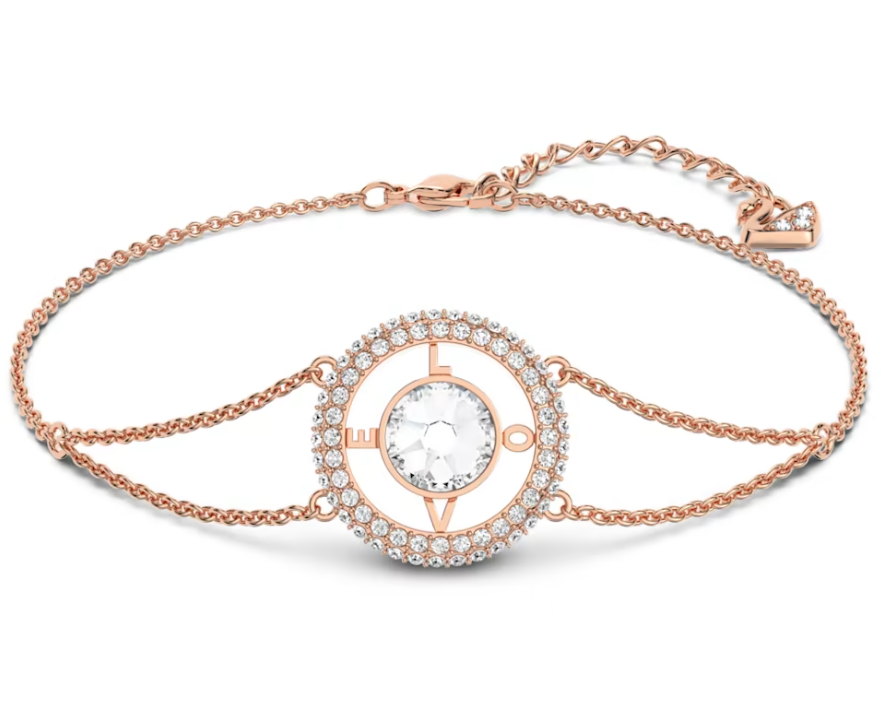 Admiration - Love bracelet Round cut, White, Rose gold-tone plated