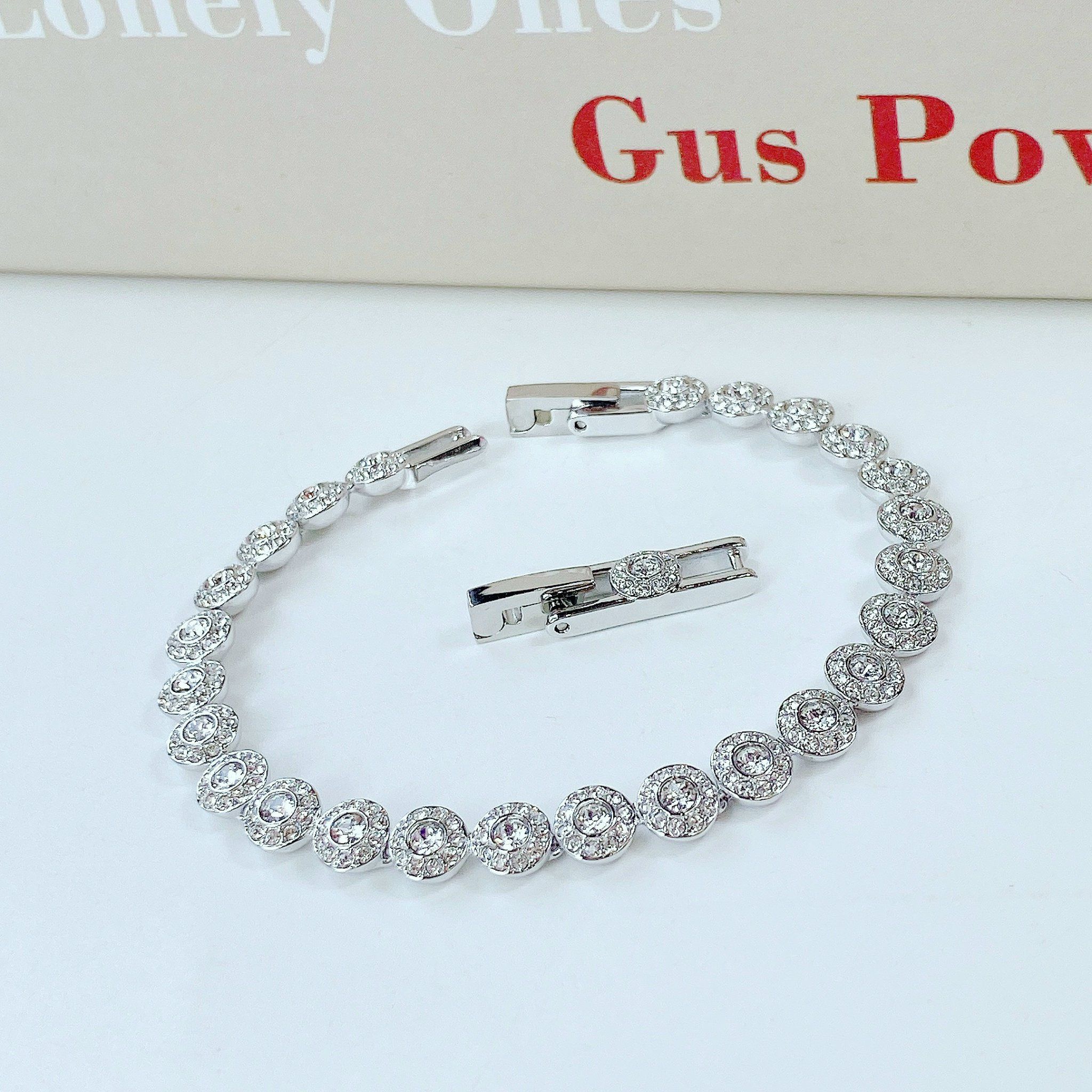 Lắc tay full pha lê Swarovski Angelic trắng/ vàng hồng - Swarovski Angelic bracelet Round cut