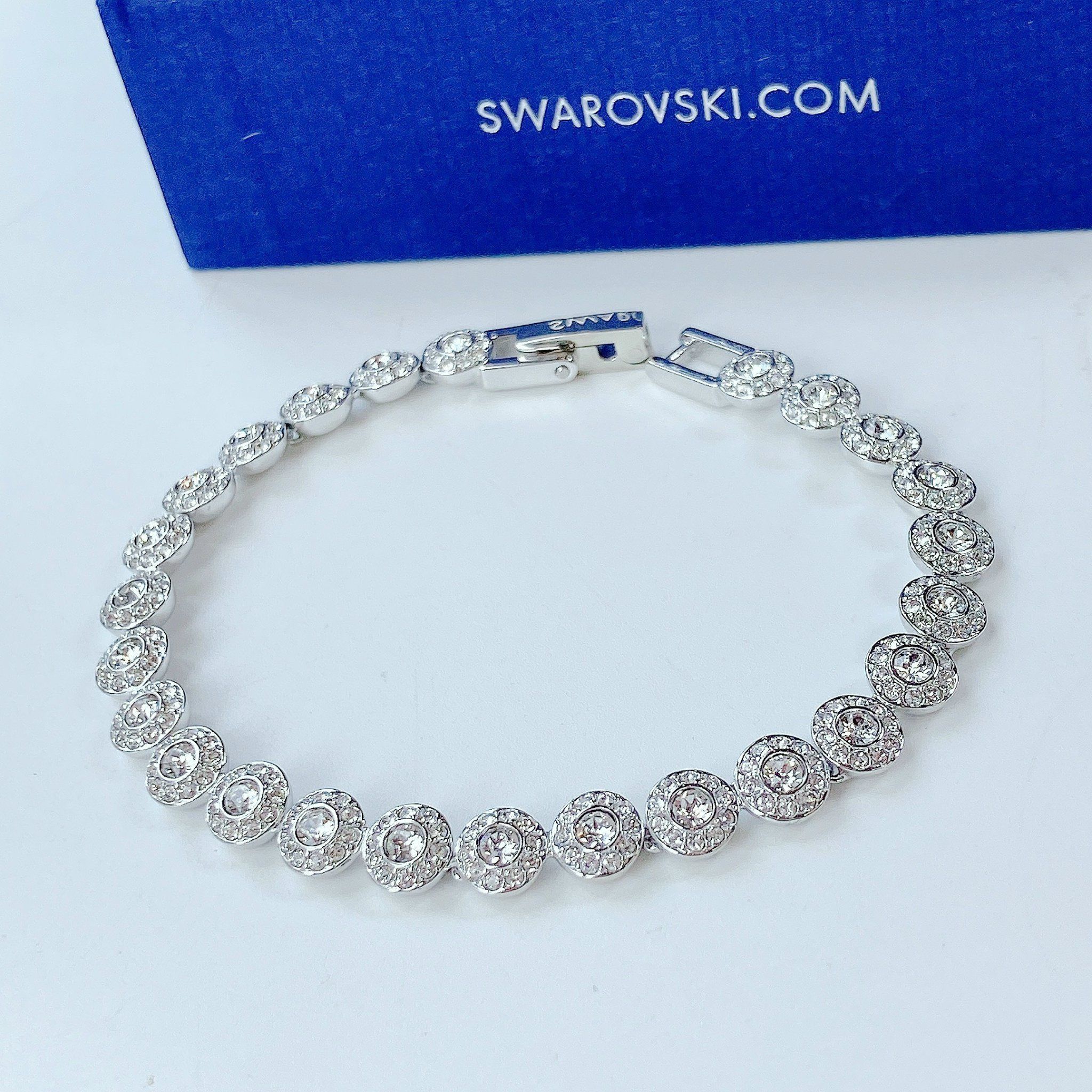 Lắc tay full pha lê Swarovski Angelic trắng/ vàng hồng - Swarovski Angelic bracelet Round cut