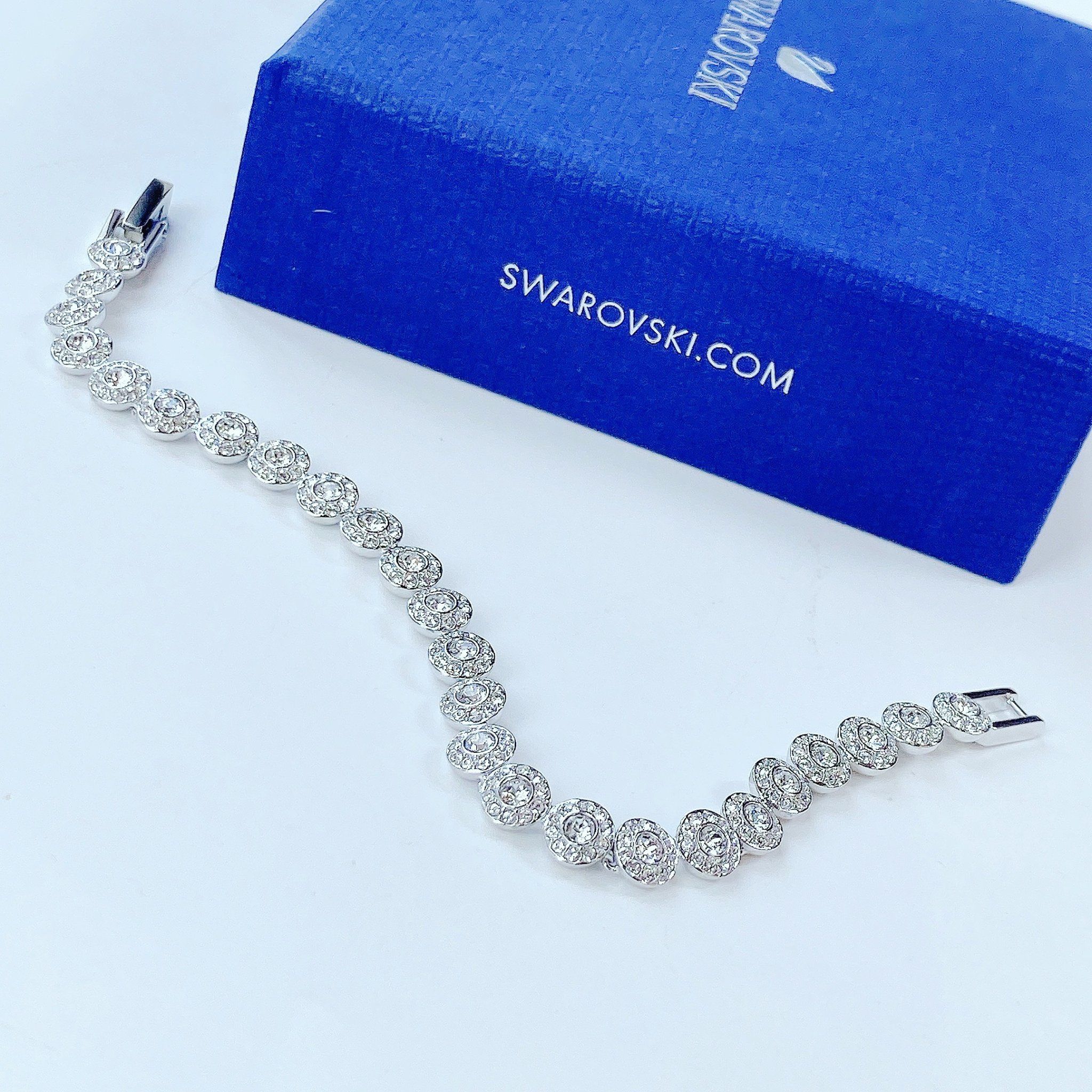 Lắc tay full pha lê Swarovski Angelic trắng/ vàng hồng - Swarovski Angelic bracelet Round cut