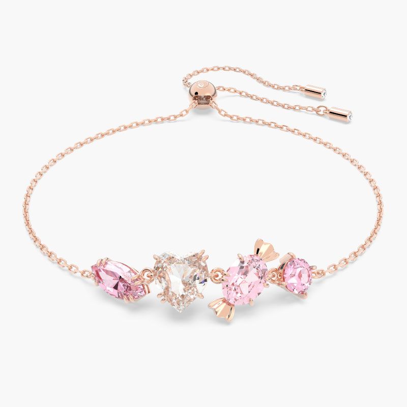 Lắc tay Swarovski Gema 520 kẹo ngọt màu vàng hồng - Swarovski Gema 520 bracelet Candy, Pink, Rose gold-tone plated