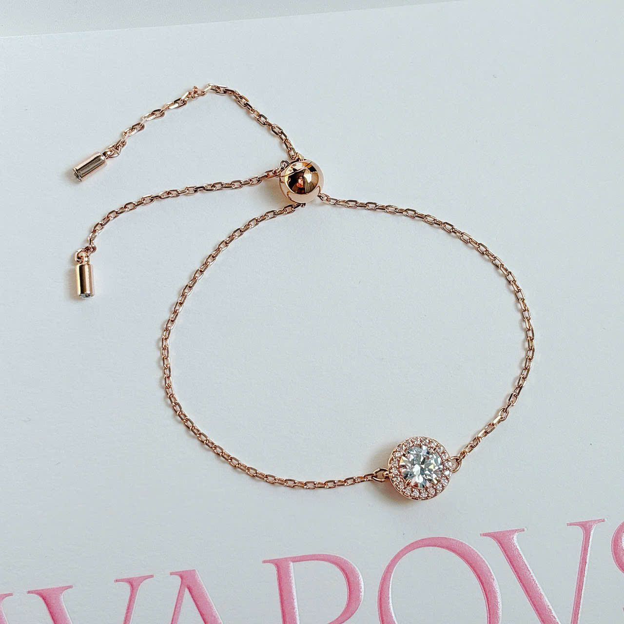 Constella bracelet Round cut, Pavé, White, Rose gold-tone plated