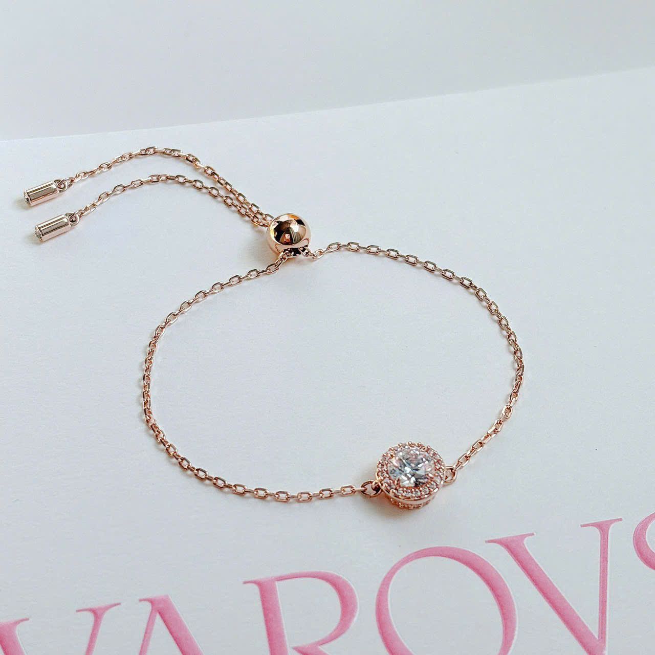 Constella bracelet Round cut, Pavé, White, Rose gold-tone plated