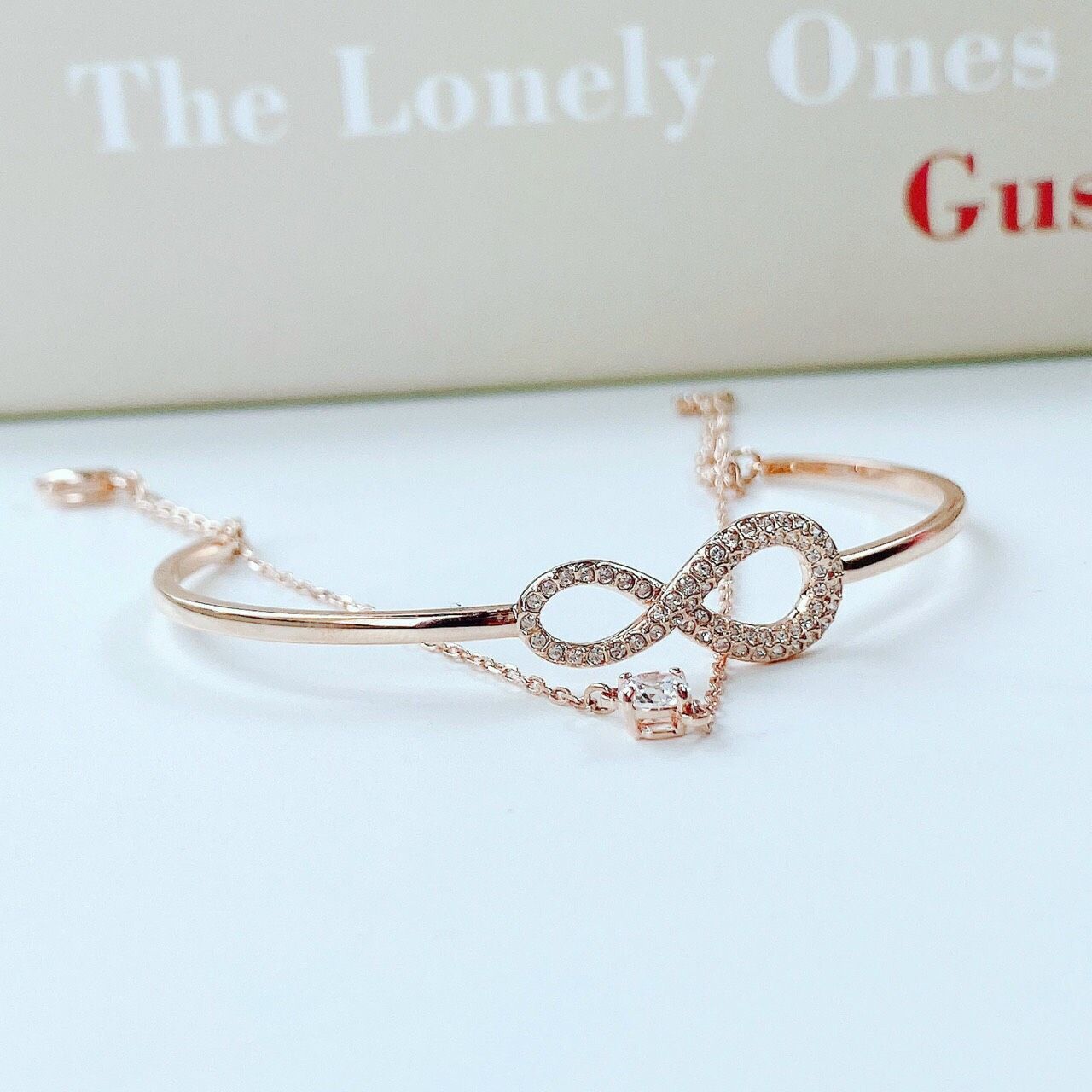 Lắc Swarovski Infinity màu vàng hồng - Swarovski Infinity bangle Infinity, White, Rose gold-tone plated