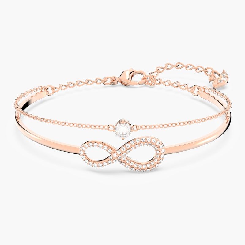 Lắc Swarovski Infinity màu vàng hồng - Swarovski Infinity bangle Infinity, White, Rose gold-tone plated
