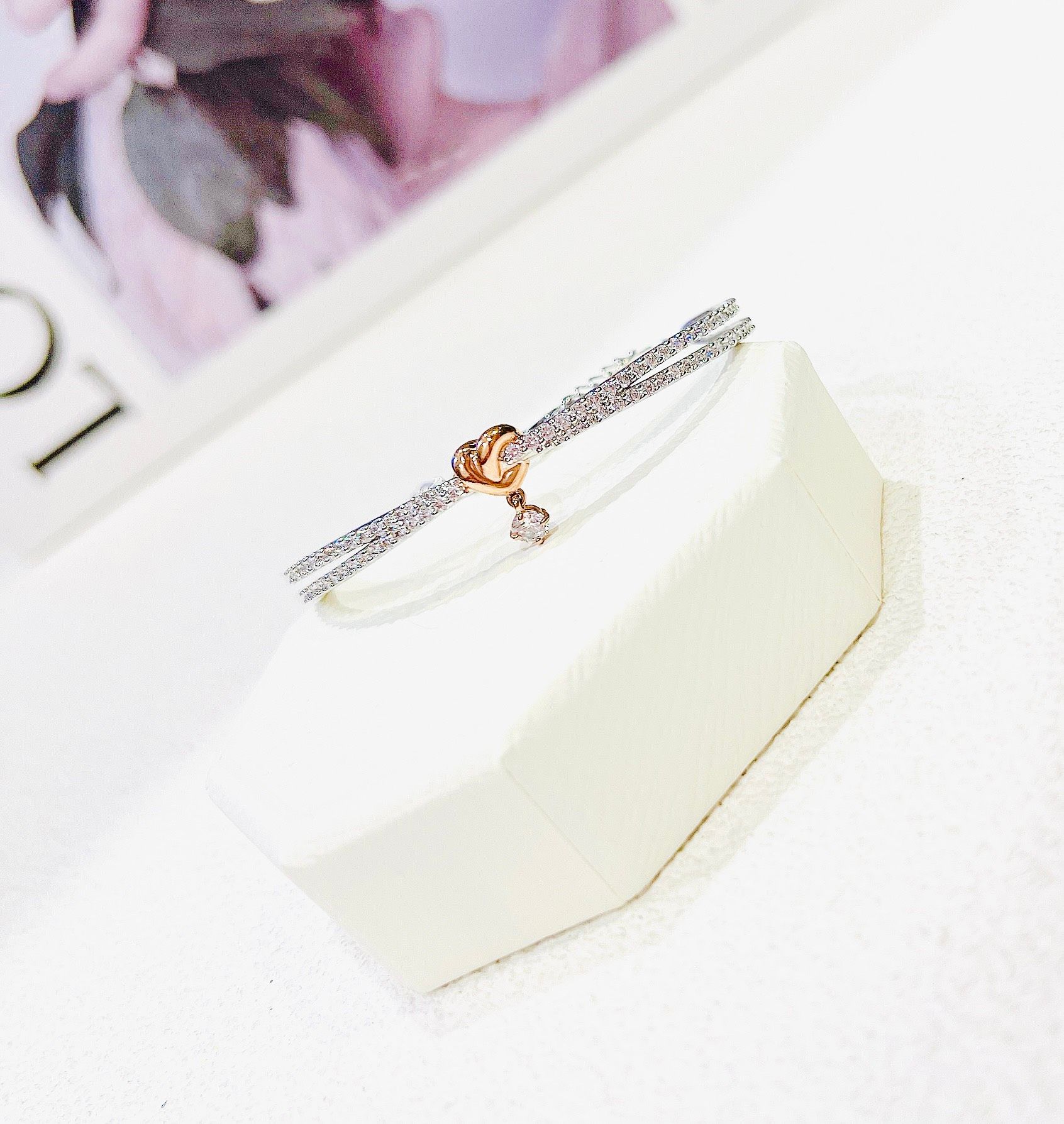 Lắc tay Swarovski Lifelong hình tim - Swarovski Lifelong Heart bangle Heart, White, Mixed metal finish