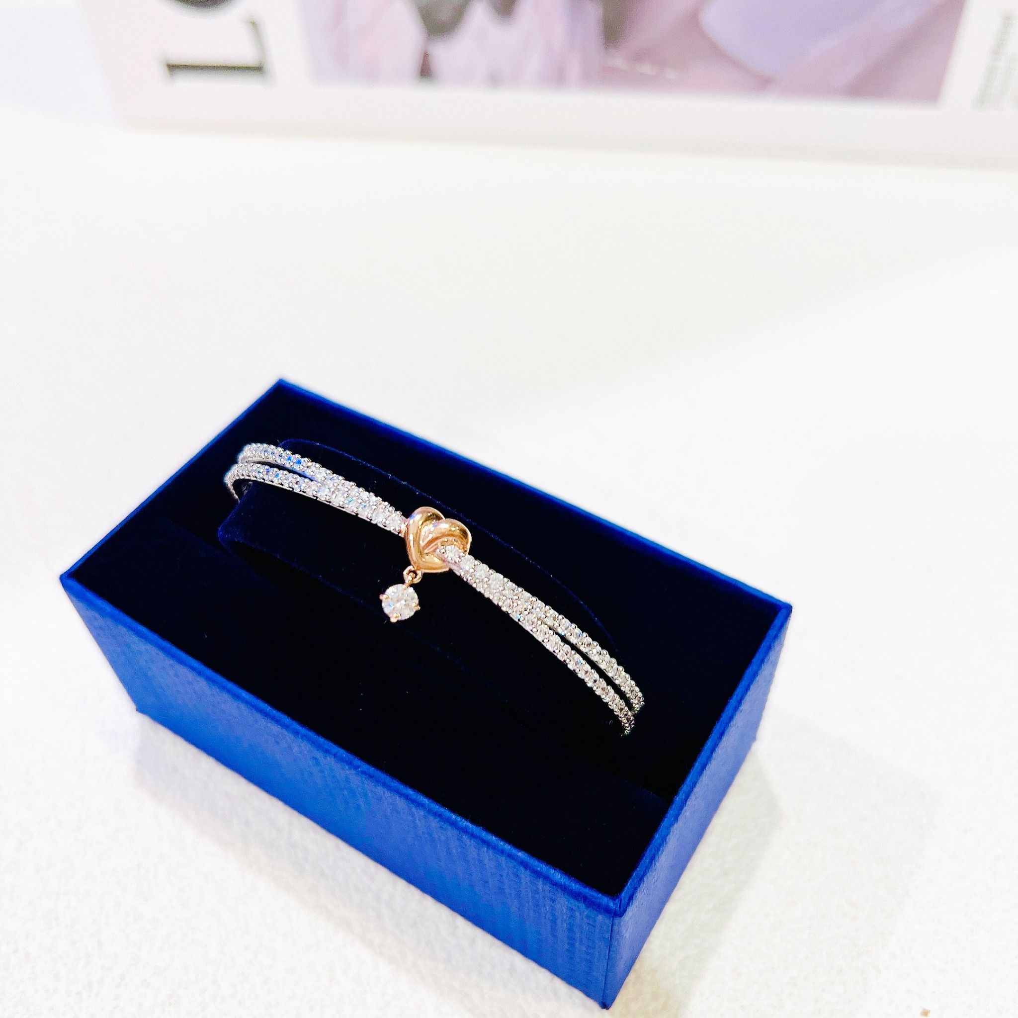 Lắc tay Swarovski Lifelong hình tim - Swarovski Lifelong Heart bangle Heart, White, Mixed metal finish