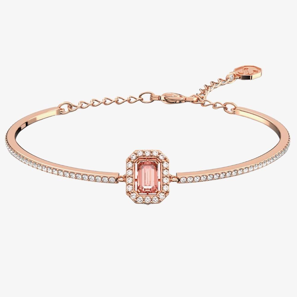 Lắc tay Swarovski Millenia đá nhảy hồng - Swarovski Millenia bangle Octagon cut, Pavé, Pink, Rose gold-tone plated
