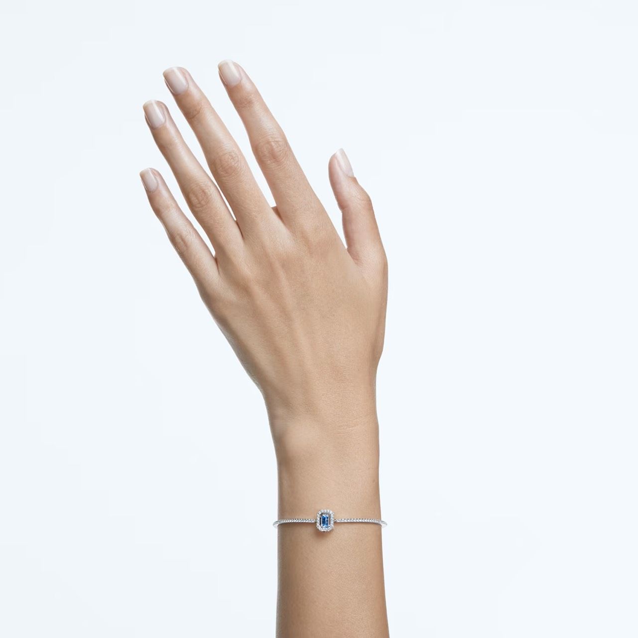 Lắc tay Swarovski Millenia đá nhảy xanh - Swarovski Millenia bangle Octagon cut, Pavé, Blue, Rhodium plated