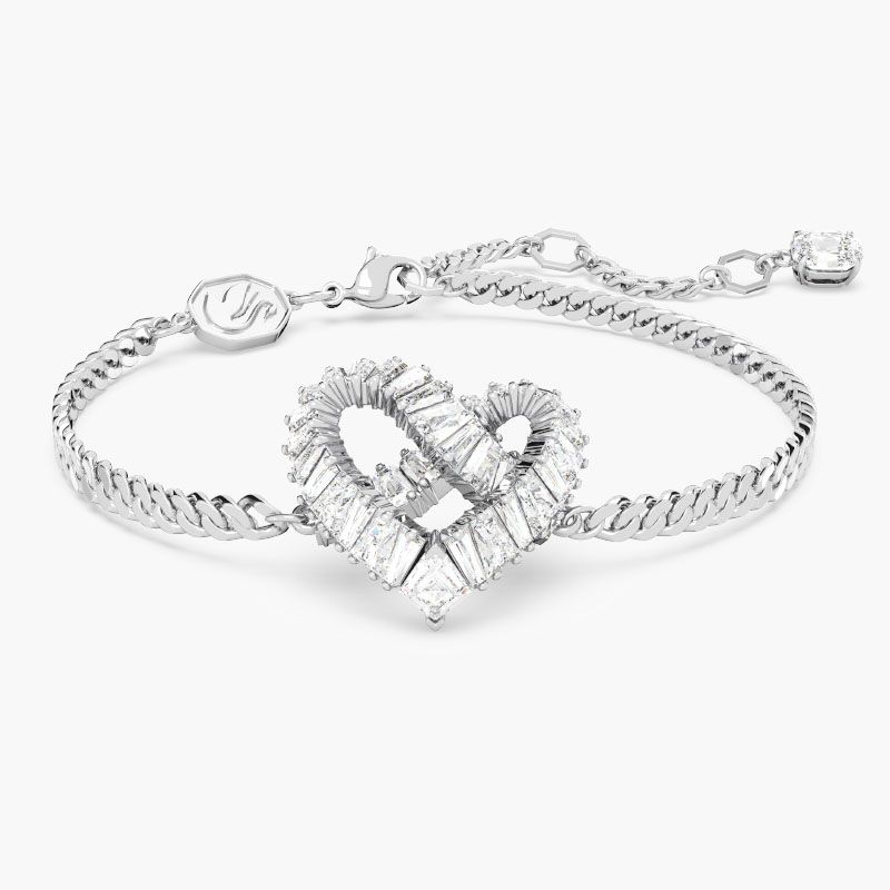 Matrix bracelet Heart, White, Rhodium plated