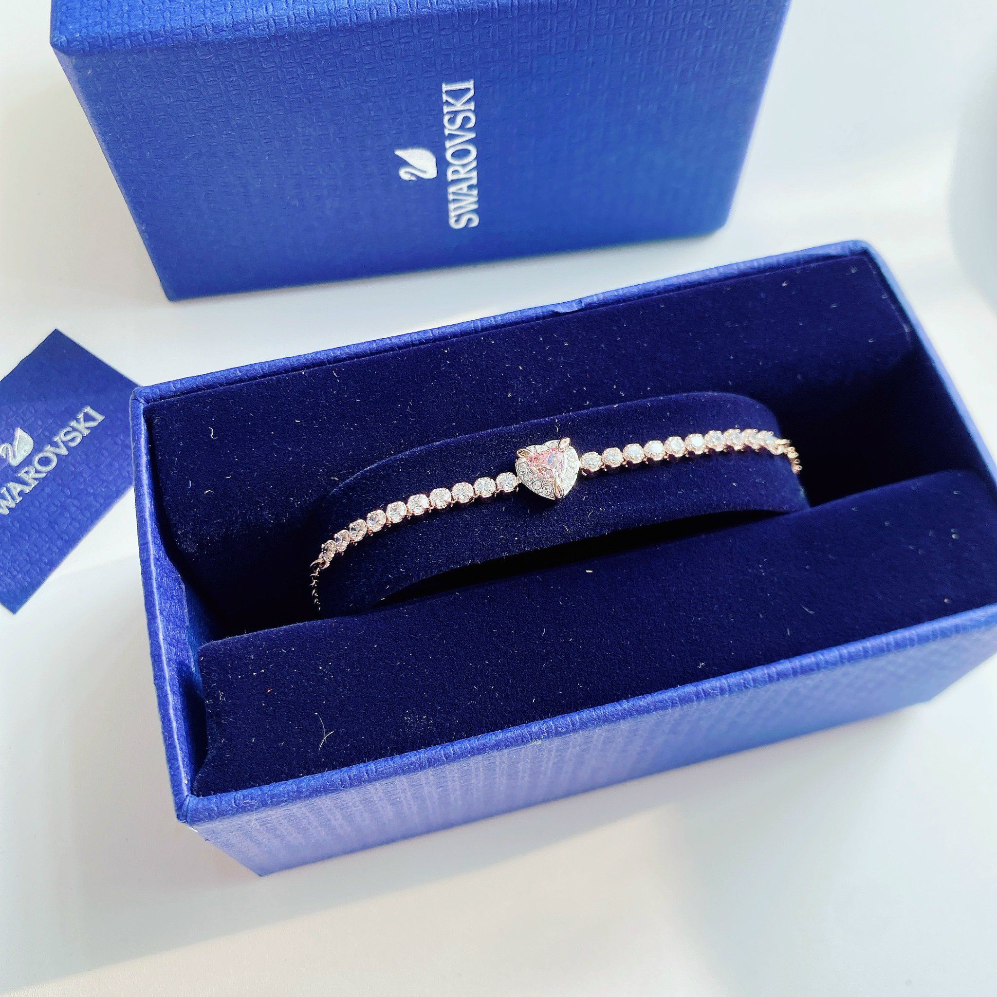 Lắc tay Swarovski tim hồng - Swarovski bracelet Heart, Pink, Rose gold-tone plated