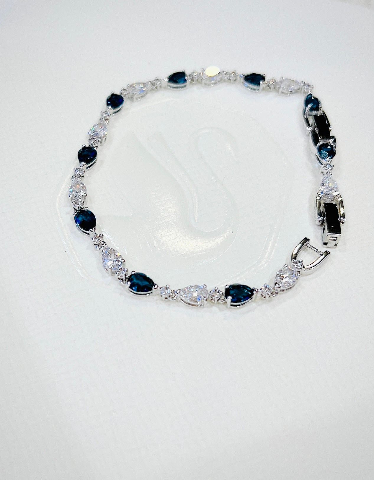 Lắc tay Swarovski Vintage màu xanh - Swarovski Vintage Bracelet, Blue, Rhodium plating