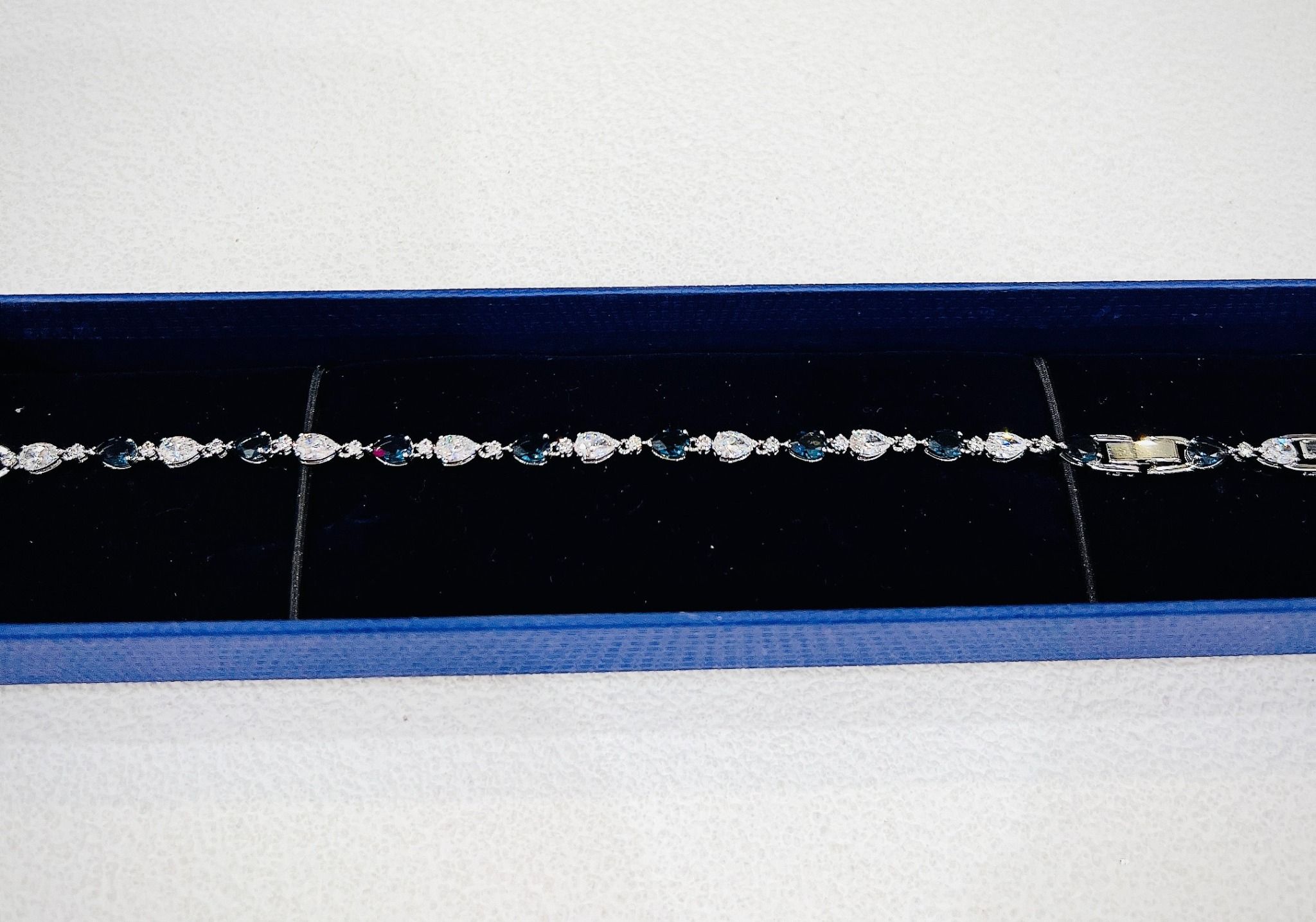 Lắc tay Swarovski Vintage màu xanh - Swarovski Vintage Bracelet, Blue, Rhodium plating