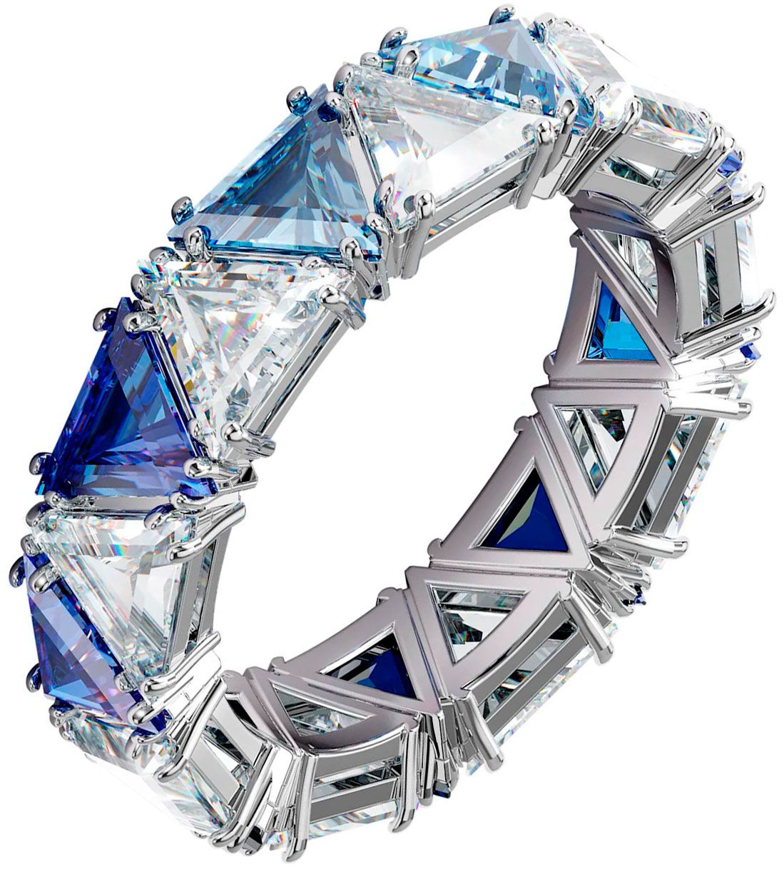 Nhẫn Swarovski cocktail màu xanh da trời - Swarovski cocktail ring Triangle cut, Blue, Rhodium plated