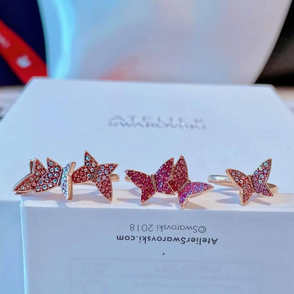 Set Nhẫn Swarovski Lilia hồng size 52- Swarovski Ladies Lilia Ring Set Size 52 (set gồm 3c)