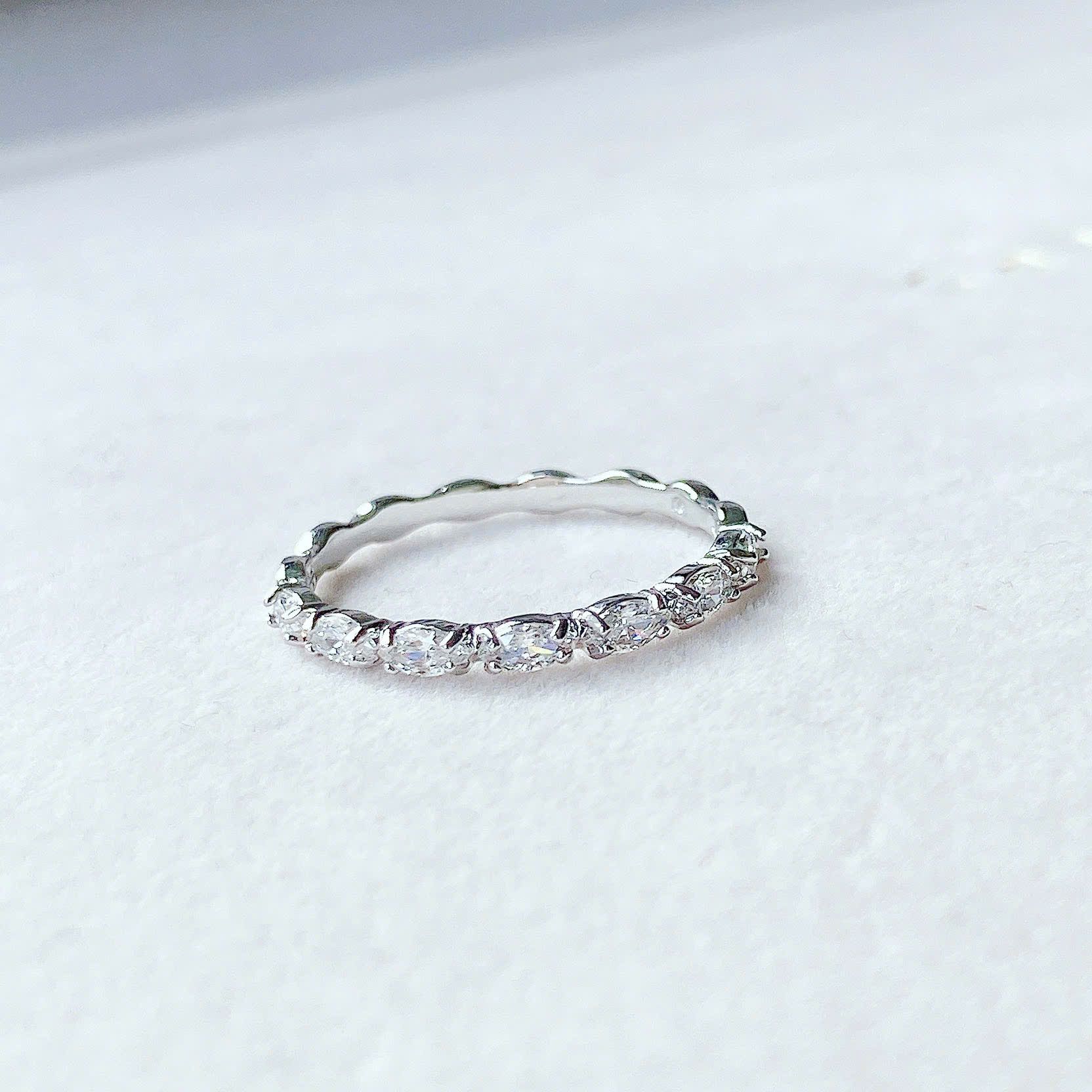 Matrix Vittore ring Marquise cut, White, Rhodium plated
