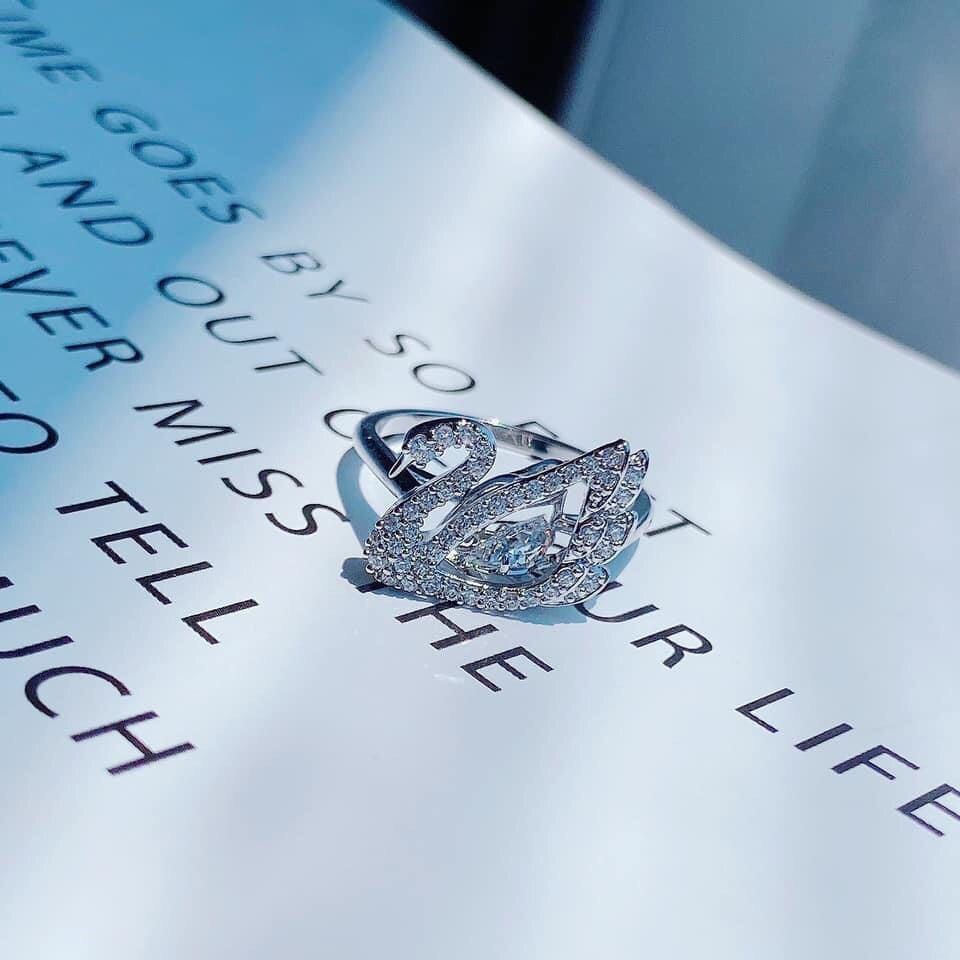 Nhẫn nga dancing trắng size 52, 55 - Swarovski Dancing Swan ring, Swan, White, Rhodium plated size 52-55