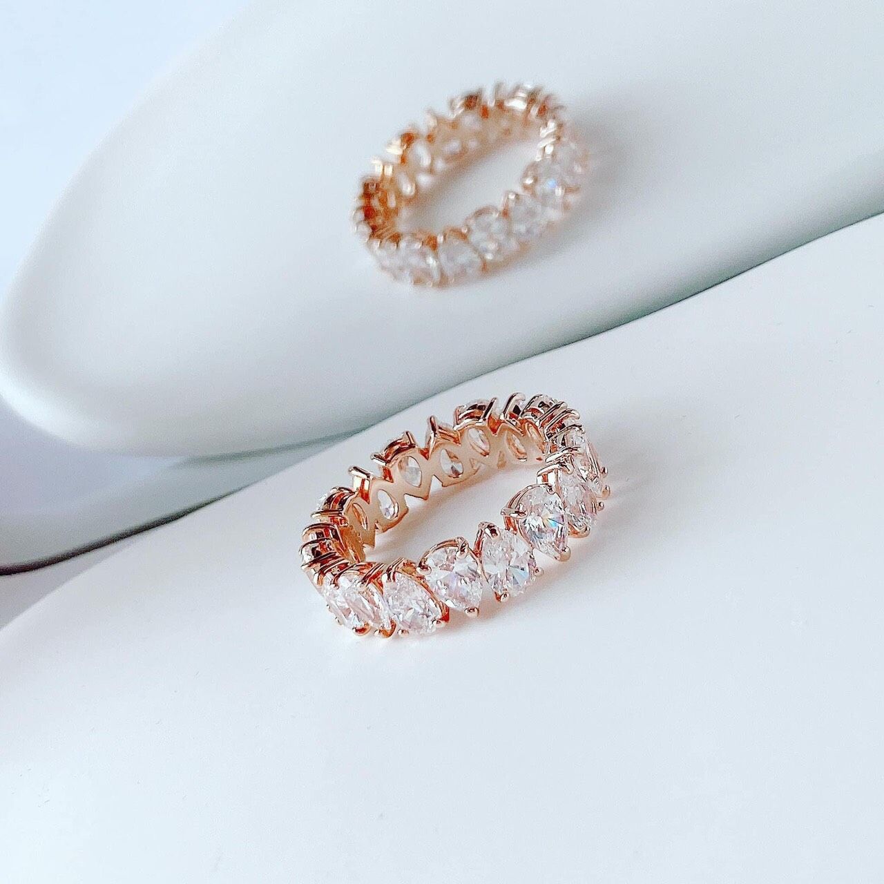 Nhẫn Swarovski Vittore giọt nước vàng hồng - Swarovski Vittore ring Drop cut, White, Rose gold-tone plated