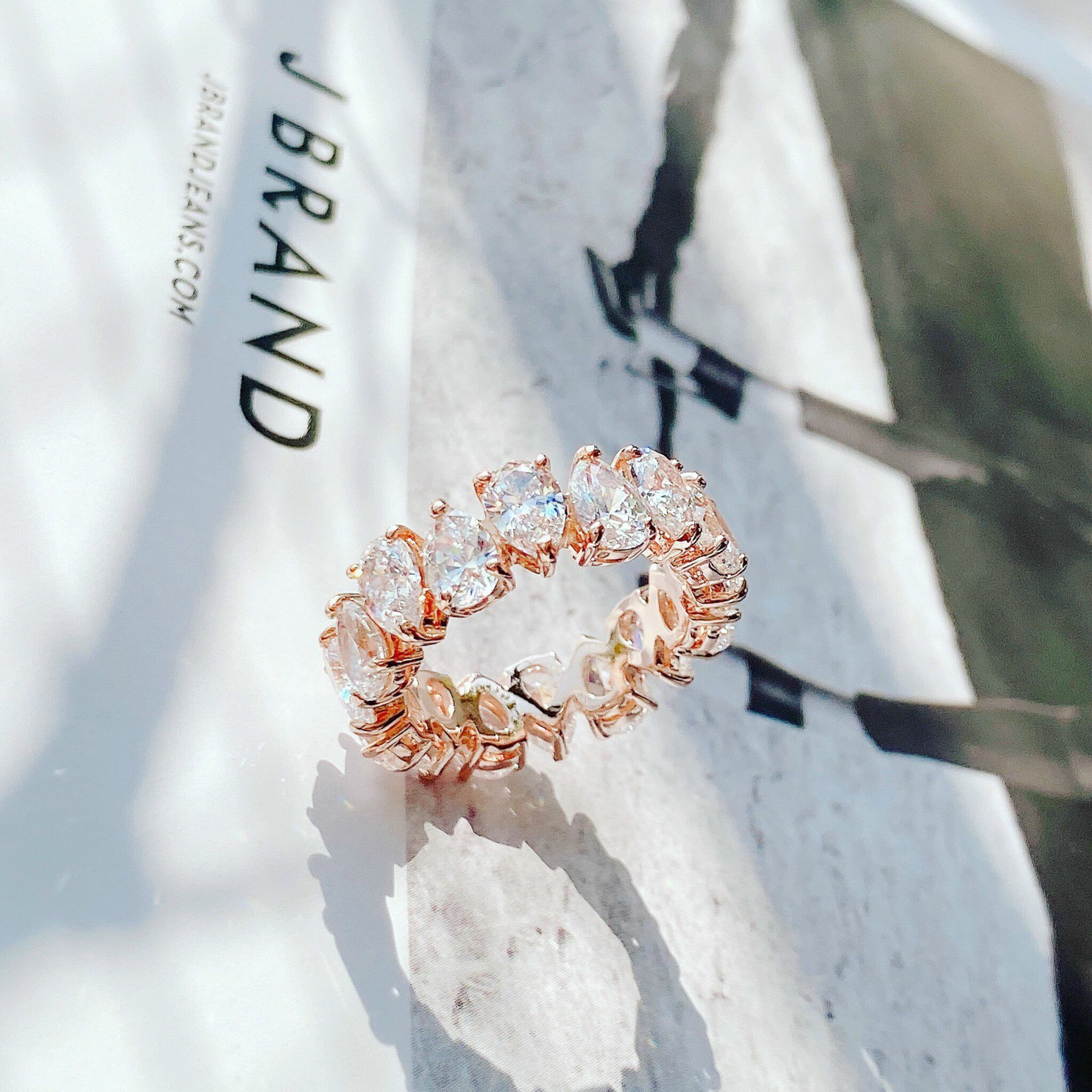 Nhẫn Swarovski Vittore giọt nước vàng hồng - Swarovski Vittore ring Drop cut, White, Rose gold-tone plated
