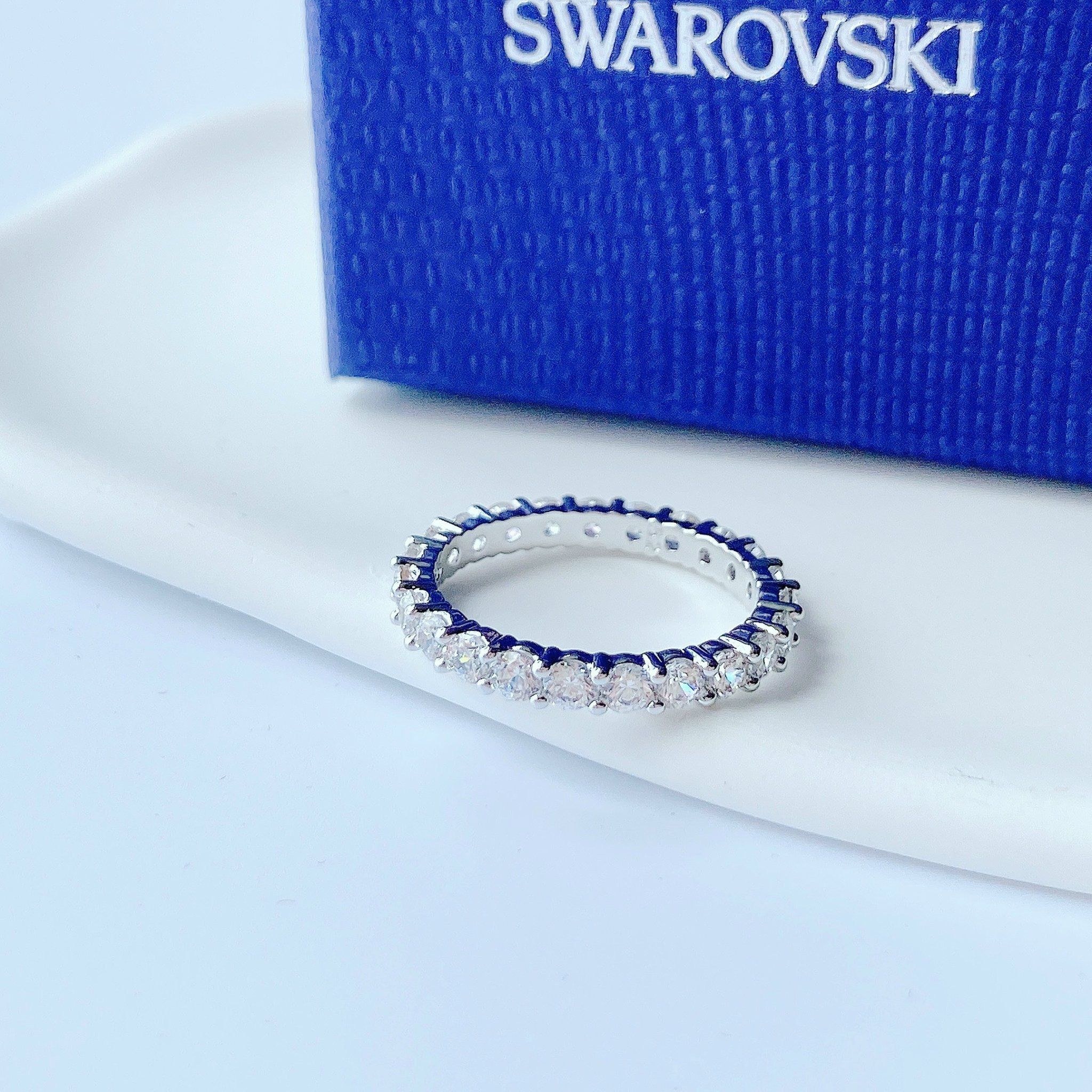 Nhẫn Swarovski Vittore XL trắng - Swarovski Vittore XL ring Round cut, White, Rhodium plated