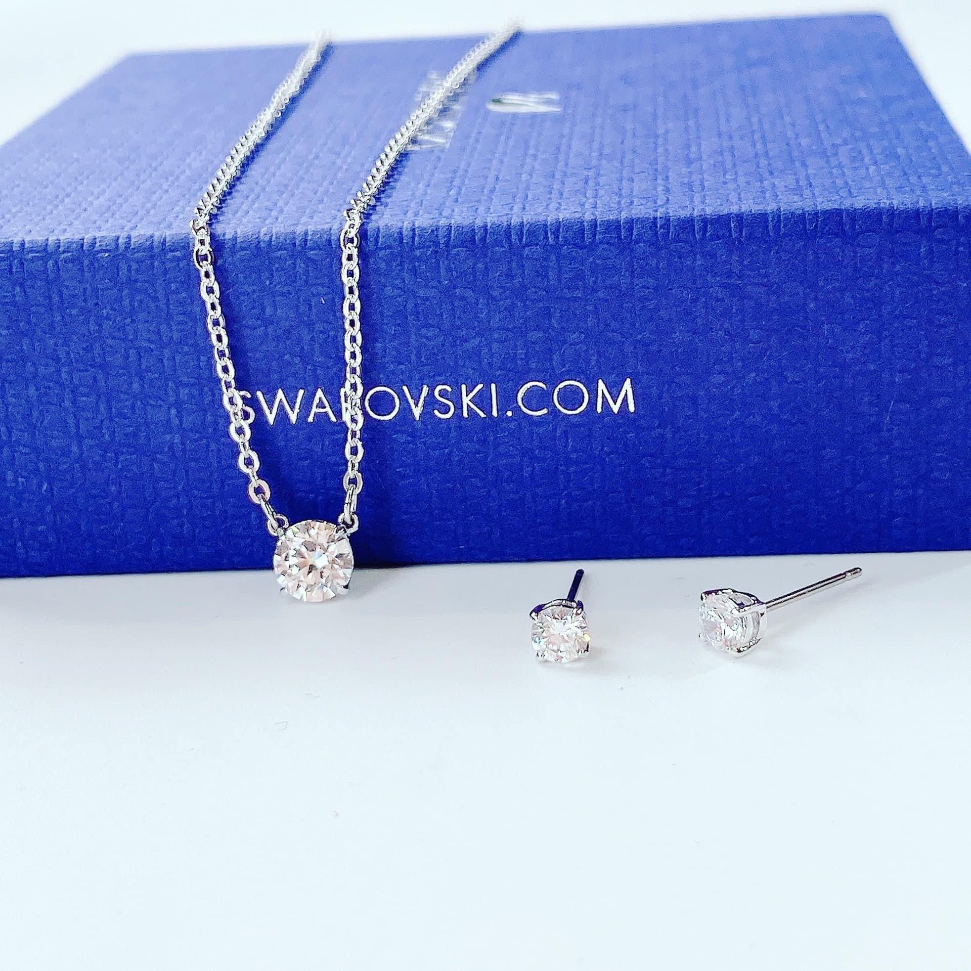 Set bi Swarovski Attract trắng - Swarovski Attract set Round cut, White, Rhodium plated