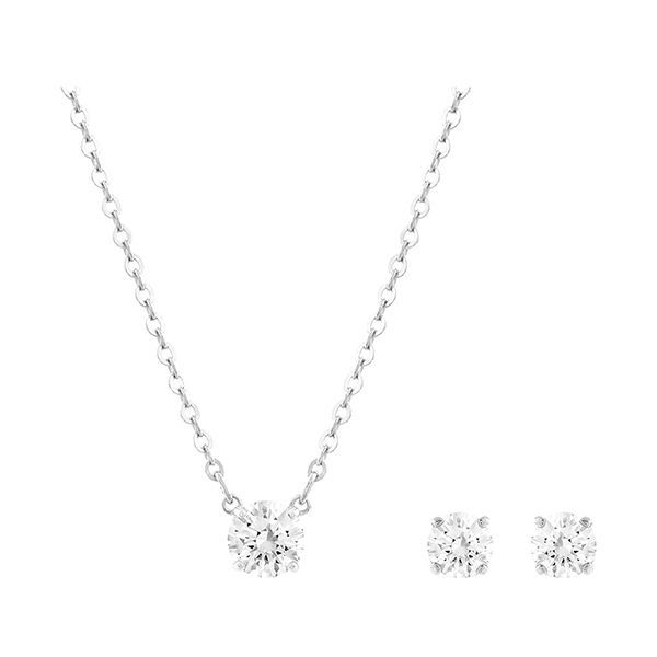 Set bi Swarovski Attract trắng - Swarovski Attract set Round cut, White, Rhodium plated