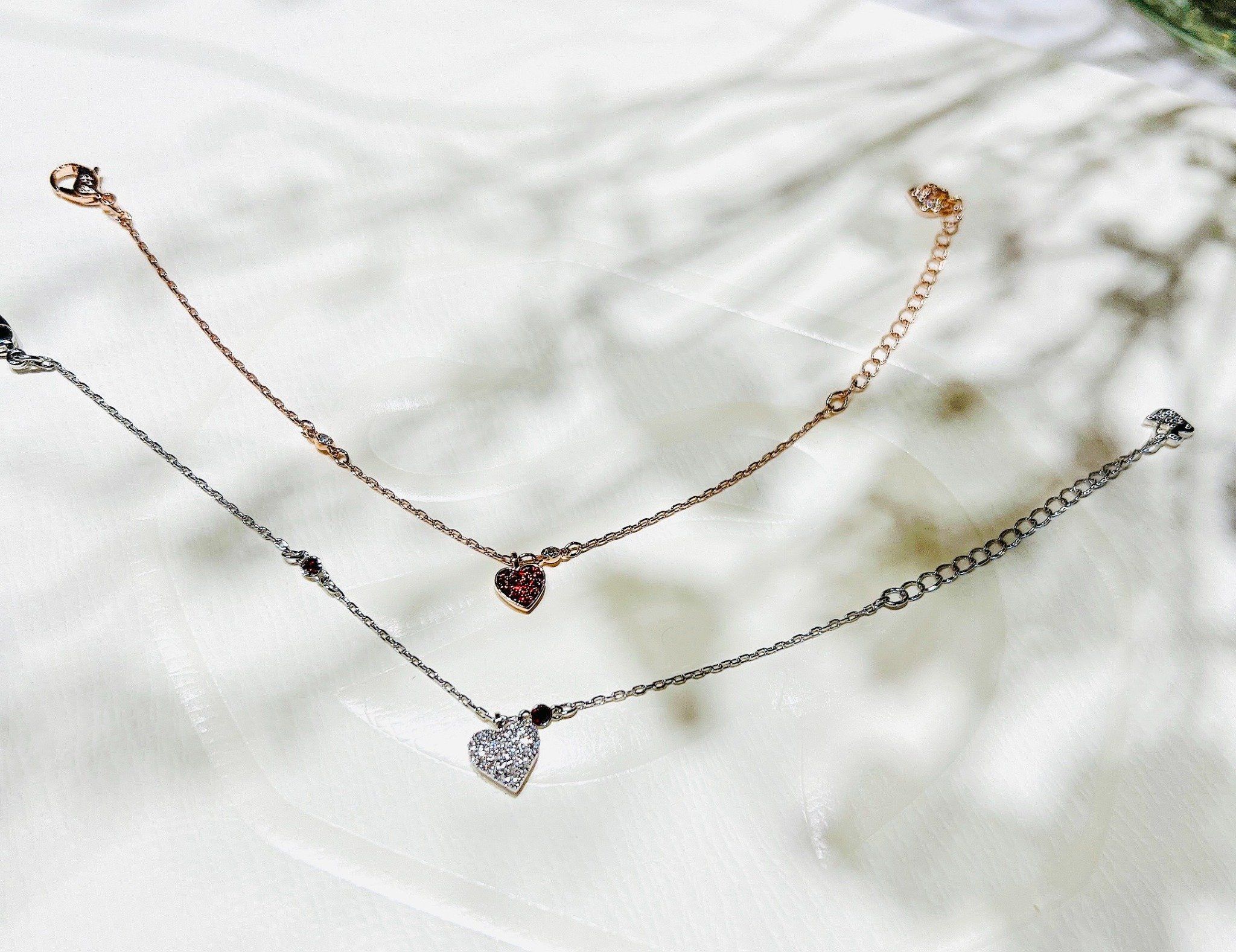 Crystal Wishes bracelet Set (2), Heart, Red, Mixed metal finish