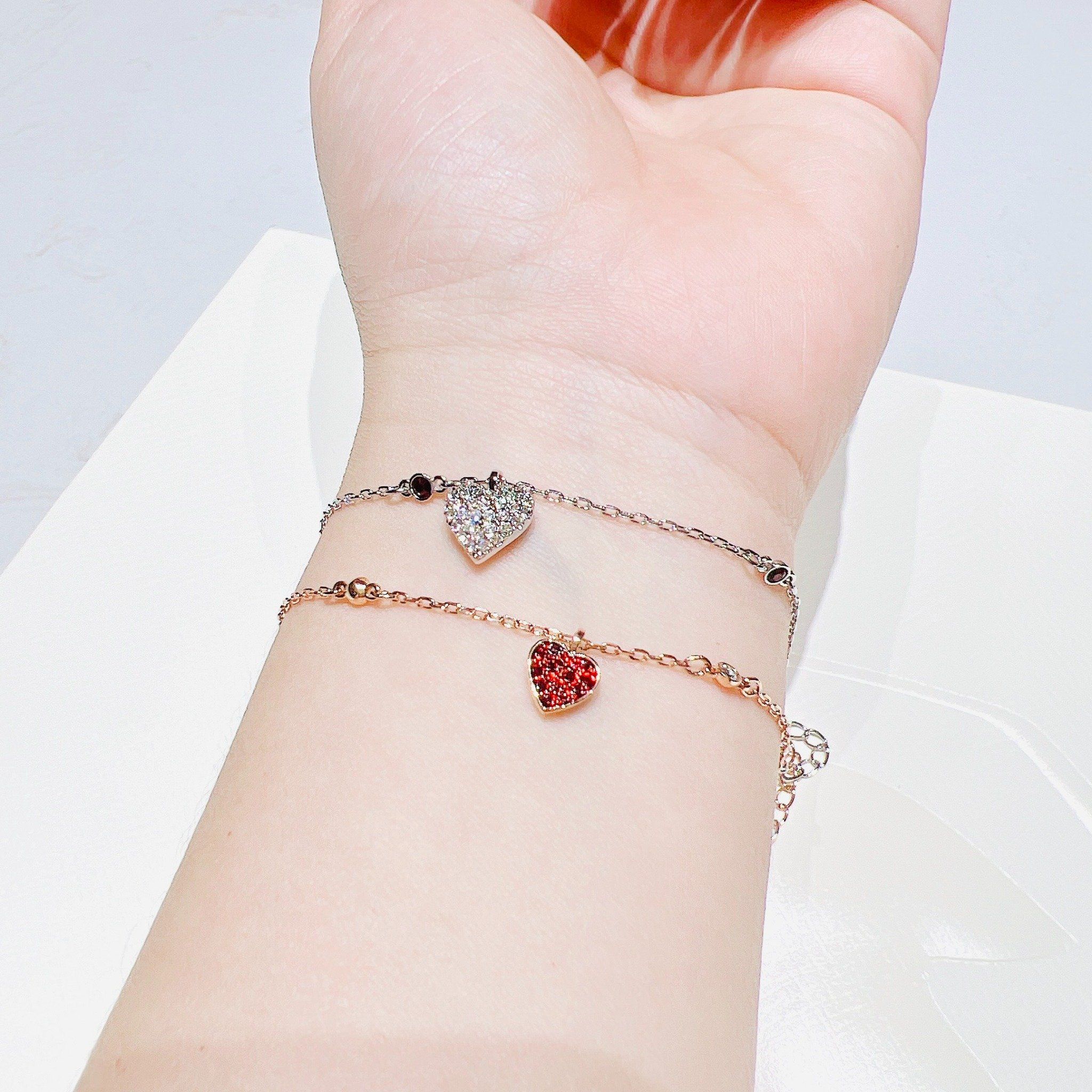 Crystal Wishes bracelet Set (2), Heart, Red, Mixed metal finish