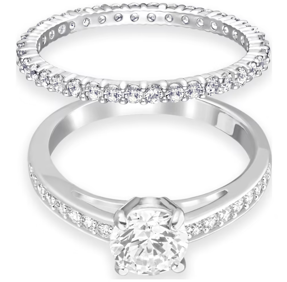 Set nhẫn cầu hôn Swarovski - Swarovski I Do Ring Set White, Rhodium Plating