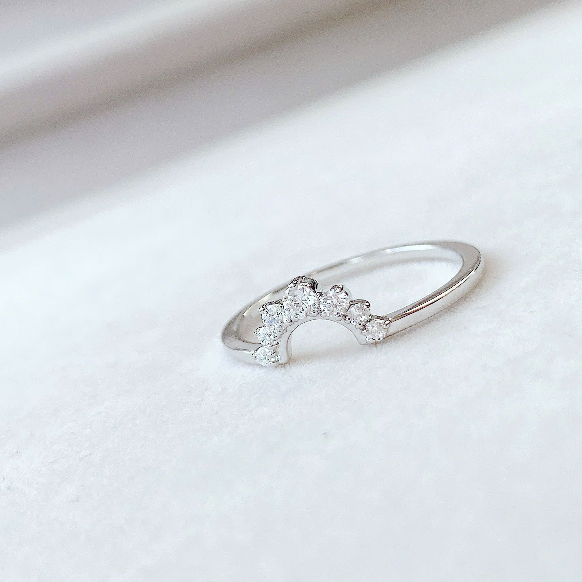 Attract Pear Ring Set White, Rhodium plated - Size 58