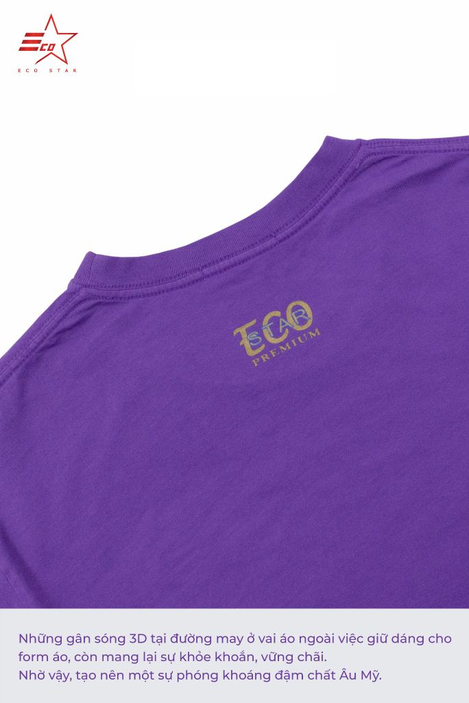 ECOSTAR, t-shirt garment dye , cổ tròn,  Purple,TM-013-M1-I0009