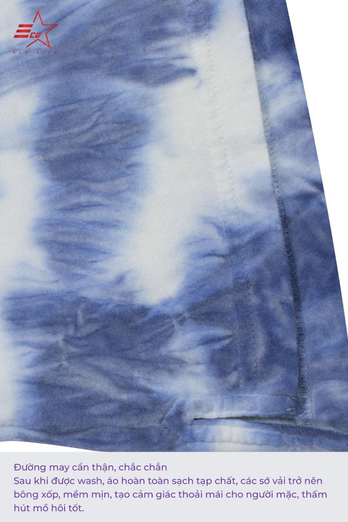 ECOSTAR, t-shirt tie dye , cổ tròn, blue,TM-010FS-M1-I0000
