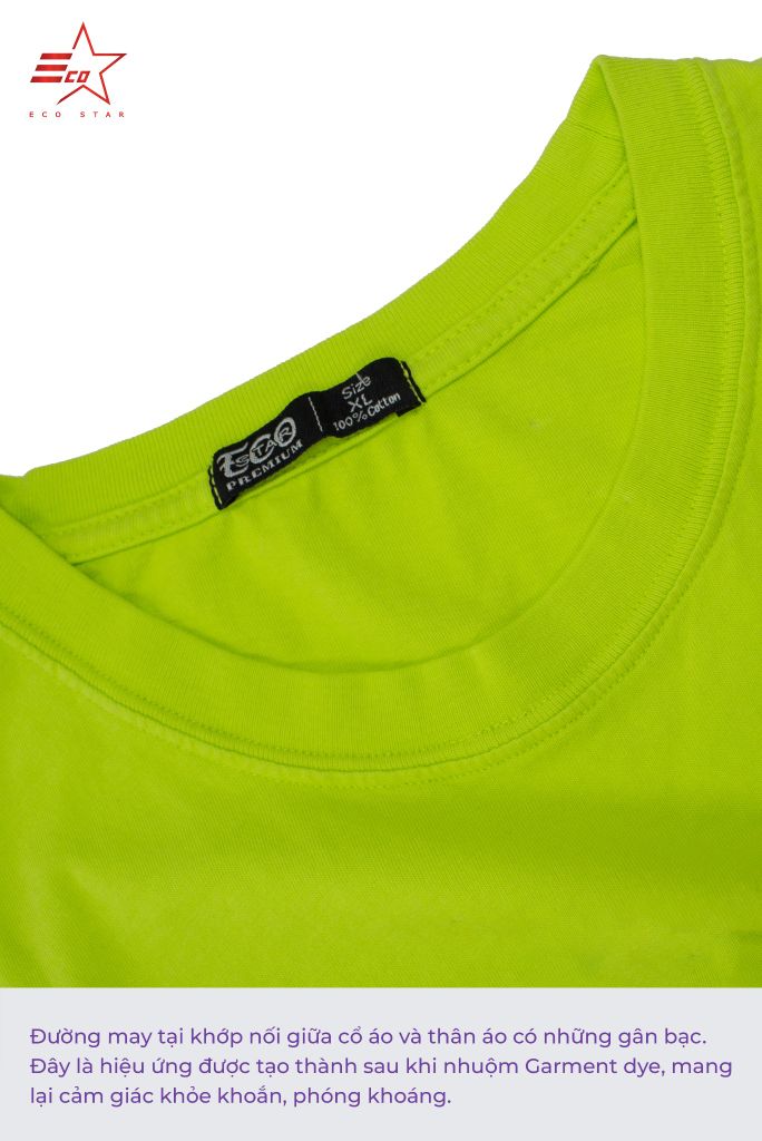 ECOSTAR, t-shirt garment dye , cổ tròn,  Green,TM-010-M1-I0000