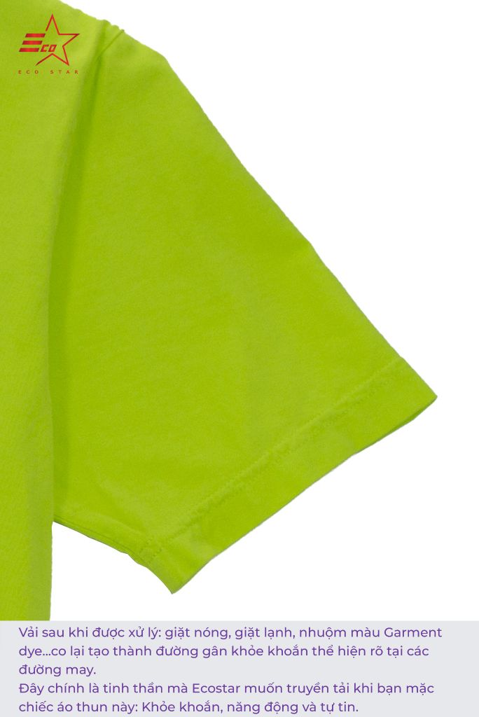 ECOSTAR, t-shirt garment dye , cổ tròn,  Green,TM-010-M1-I0000