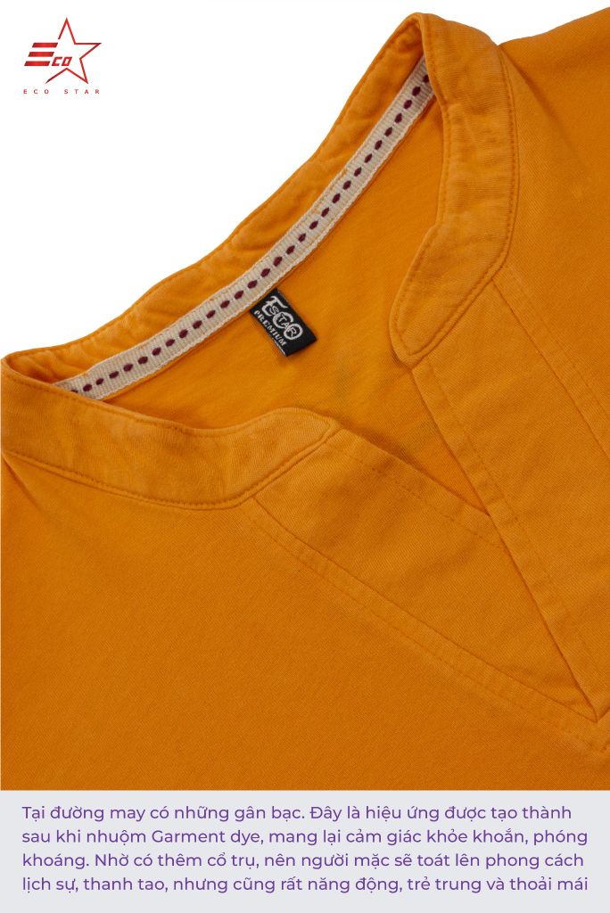 ECOSTAR, t-shirt garment dye , cổ trụ, Orange,TM-012-M2-I0002