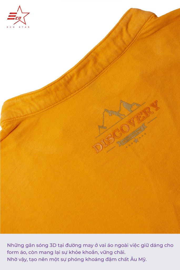 ECOSTAR, t-shirt garment dye , cổ trụ, Orange,TM-012-M2-I0002