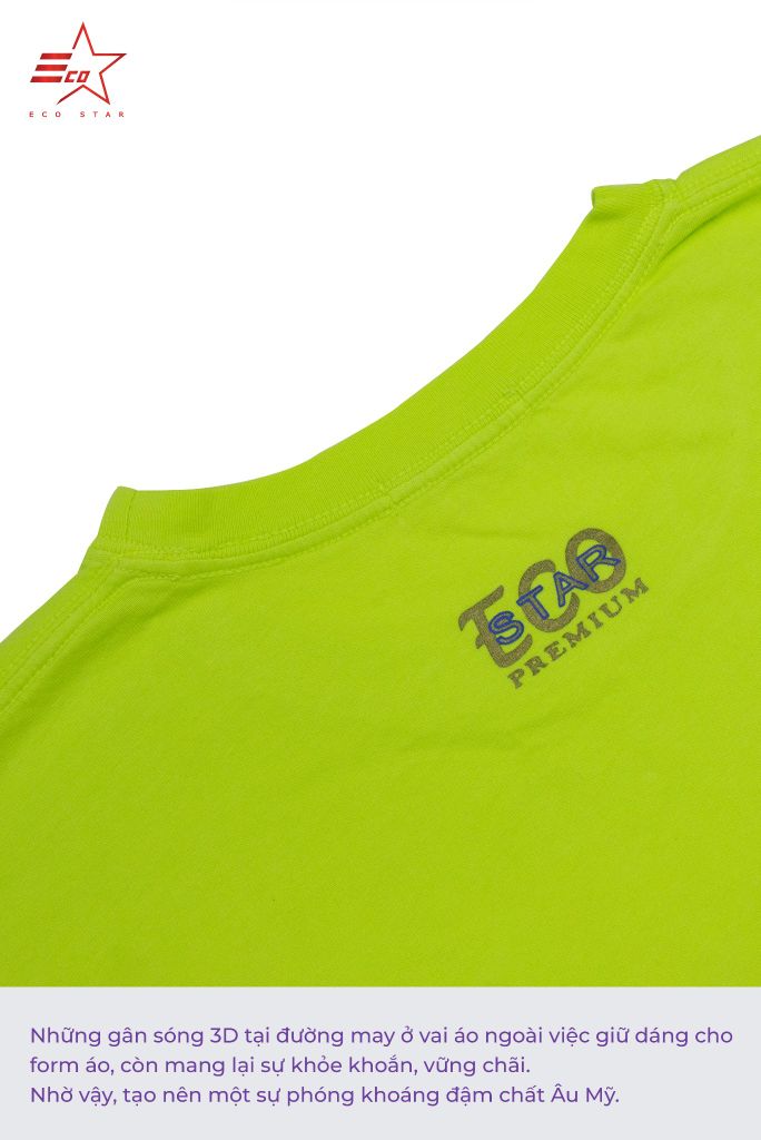 ECOSTAR, t-shirt garment dye , cổ tròn, Green,TM-010-M1-I0005