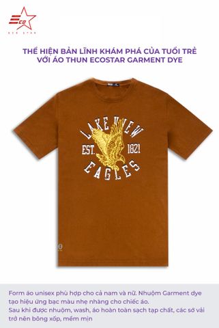 ECOSTAR, t-shirt garment dye , cổ tròn, Brown,TM-010-M4-I0005