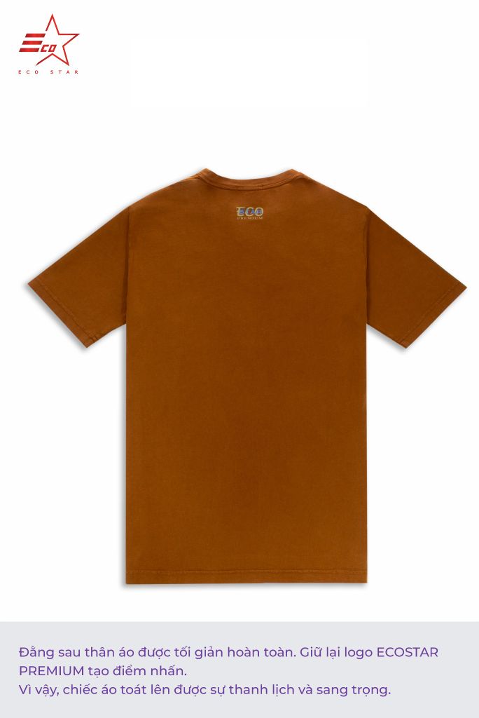 ECOSTAR, t-shirt garment dye , cổ tròn, Brown,TM-010-M4-I0005