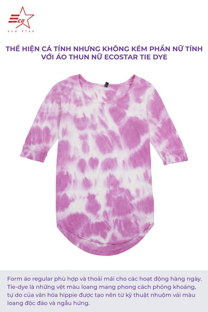 ECOSTAR, t-shirt tie dye , cổ tròn, Pink,TW-010-M1-I0000