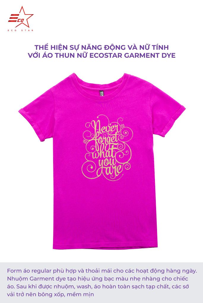 ECOSTAR, t-shirt garment dye , cổ tròn, Pink,TW-001-M1-I0001