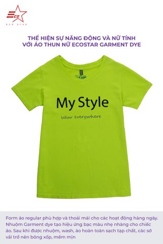 ECOSTAR, t-shirt garment dye , cổ tim, Green,TW-001-M5-I0002