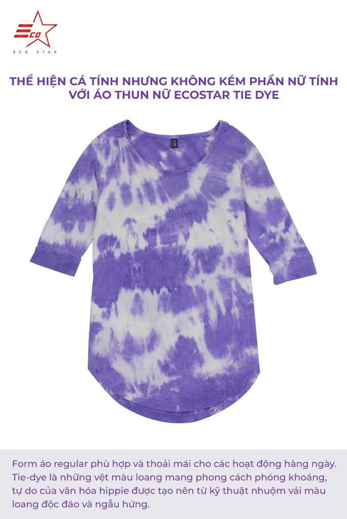 ECOSTAR, t-shirt tie dye , cổ tròn, Purple,TW-010FS-M2-I0000