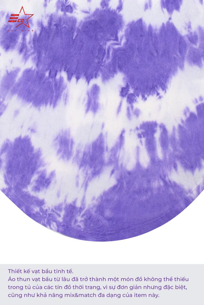 ECOSTAR, t-shirt tie dye , cổ tròn, Purple,TW-010FS-M2-I0000