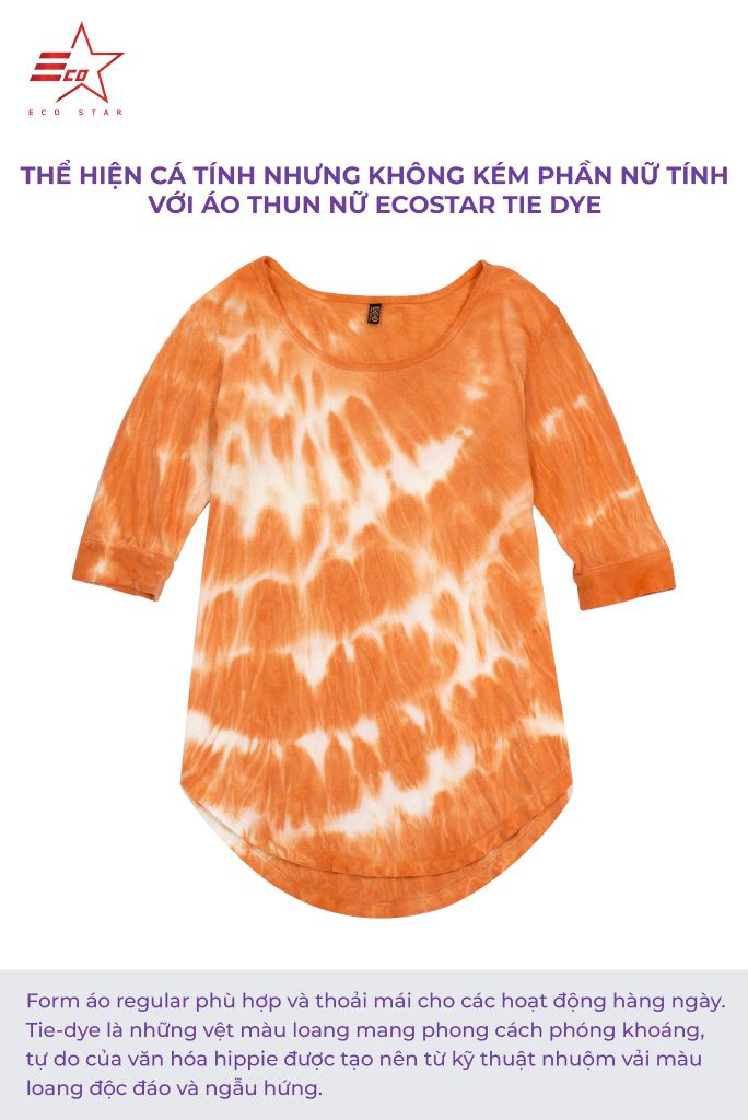 ECOSTAR, t-shirt tie dye , cổ tròn, Orange,TW-010FS-M1-I0000